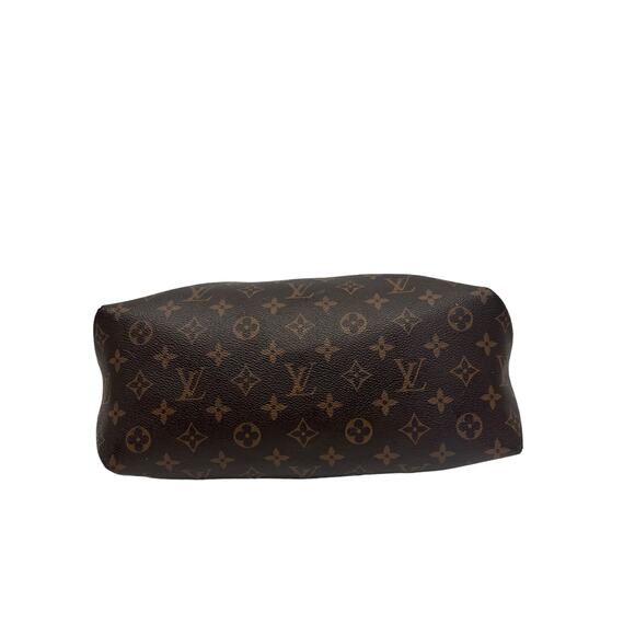 LOUIS VUITTON Brown Leather Canvas Monogram Lock Shoulder Flower Tote Bag - Picture 9 of 16